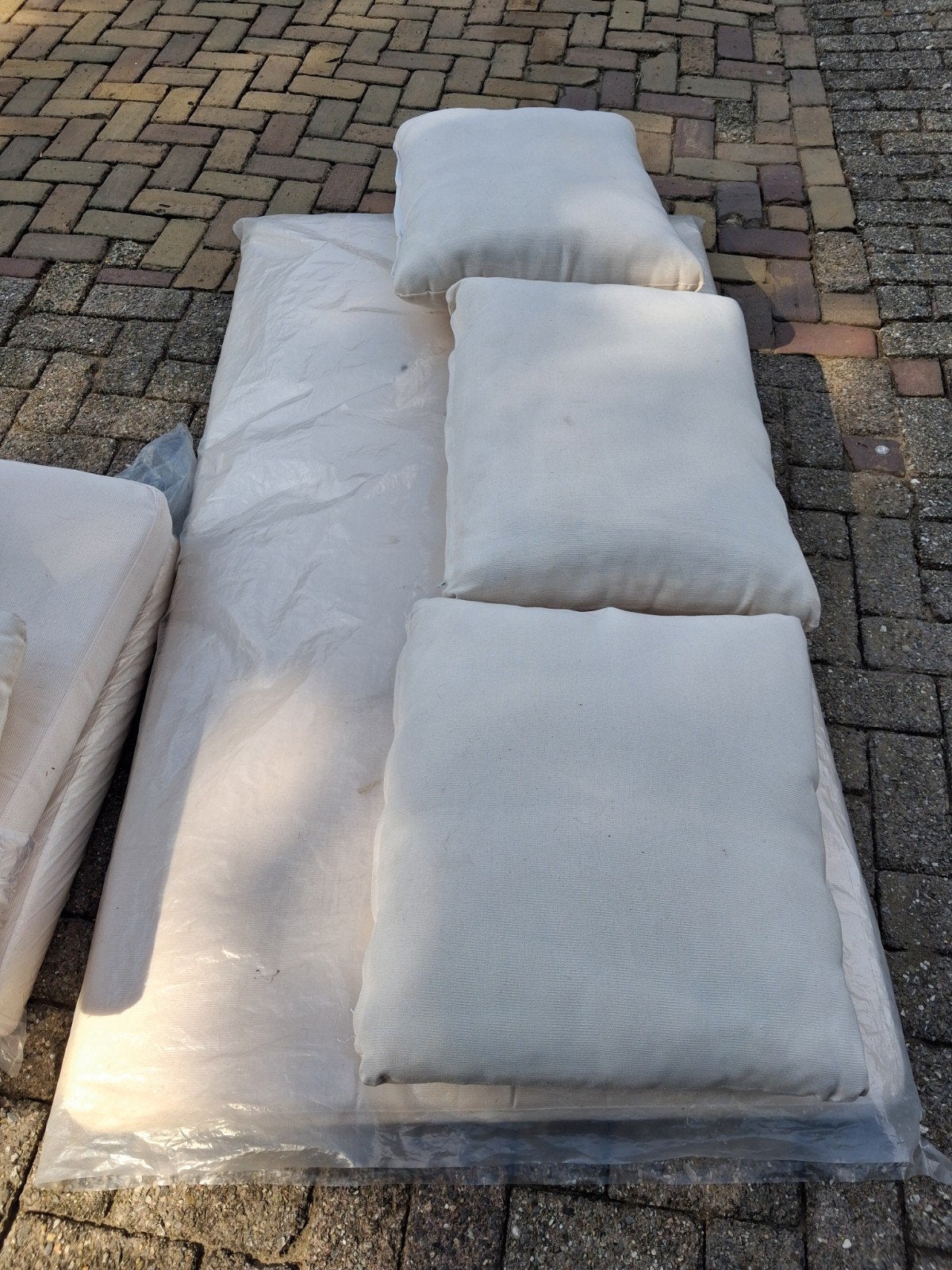 Witte kussenset voor bank en stoel - Zo goed als nieuw, Ophalen, Gebruikt, Wit, Rechthoekig