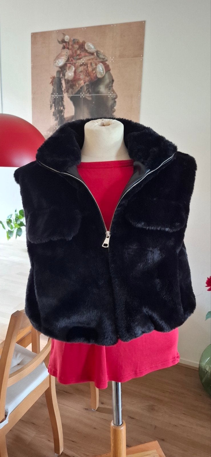 Nieuw Zwart Faux Fur Gilet Maat S, Ophalen of Verzenden, Nieuw, Maat 36 (S), Zwart