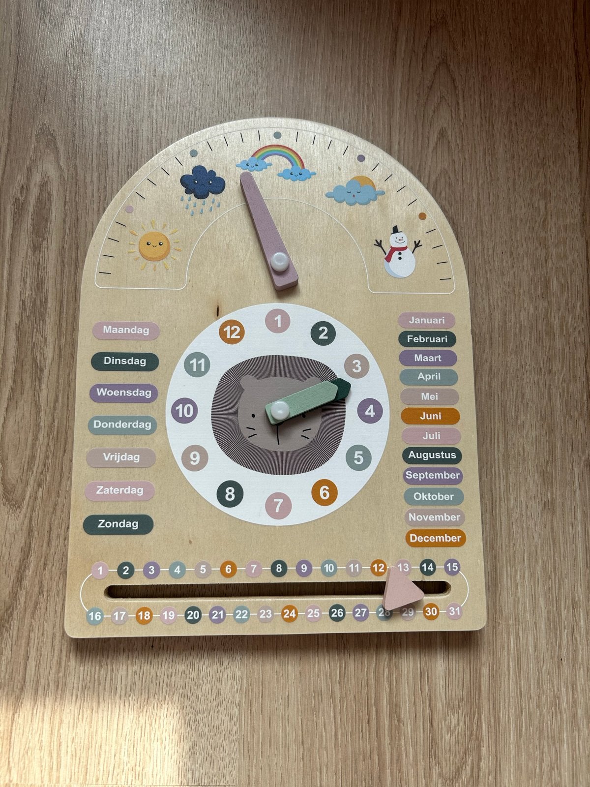 Houten leerklok met dagen, maanden en seizoenen, Ophalen of Verzenden, Zo goed als nieuw, Ontdekken