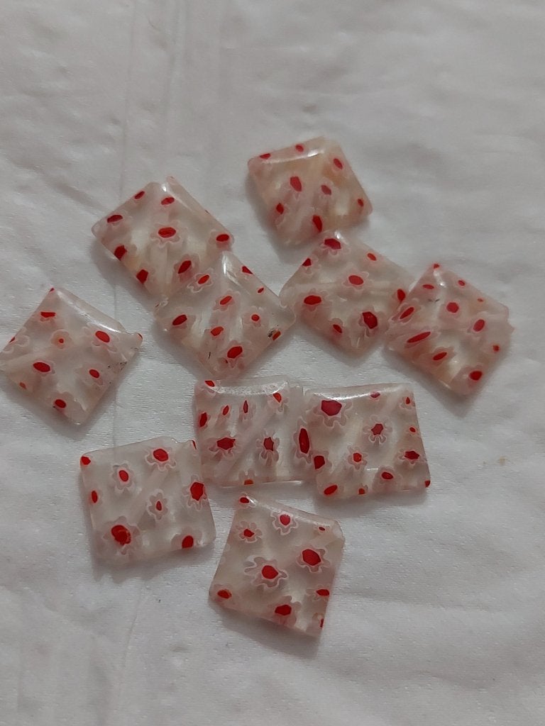 Transparante Millifiore met rood glaskralen, Verzenden, Nieuw, Kraal