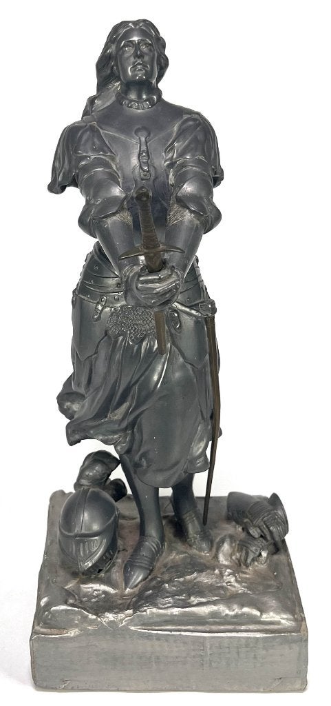 1094. Metalen beeld naar Henri Allouard – Jeanne d'Arc, Antiek en Kunst, Ophalen, 20 - 50 cm, Beeld, Metaal