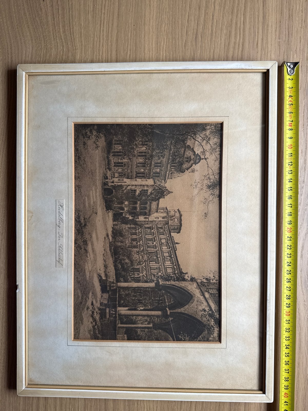 Heidelberg Der Schlosshof - Oude tekening/prent, Antiek en Kunst, Kunst | Etsen en Gravures, Overige technieken, Architectuur