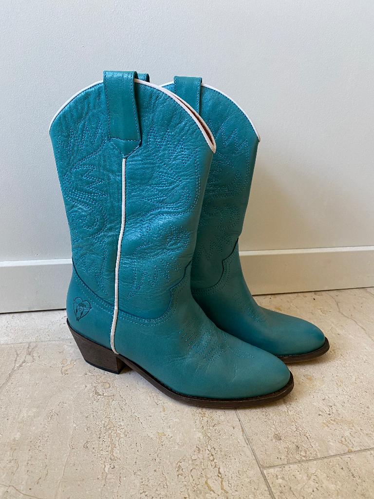 La pintura cowboyboots maat 37, Ophalen, Blauw, Sneakers of Gympen, Zo goed als nieuw