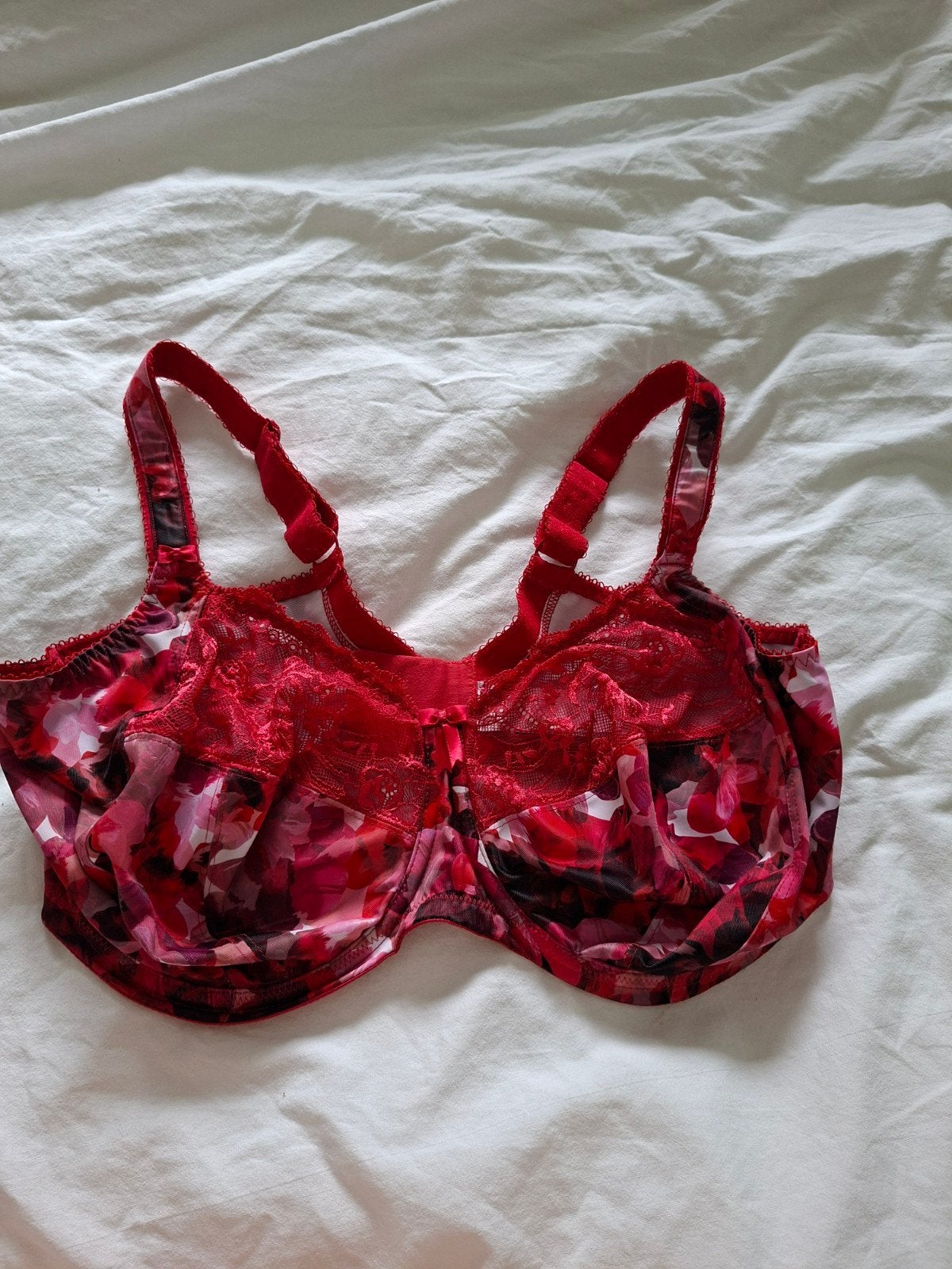 Elomi Morgan BH - maat 80K Rood met bloemenprint, Kleding | Dames, Elomi, Ophalen of Verzenden, Rood, BH