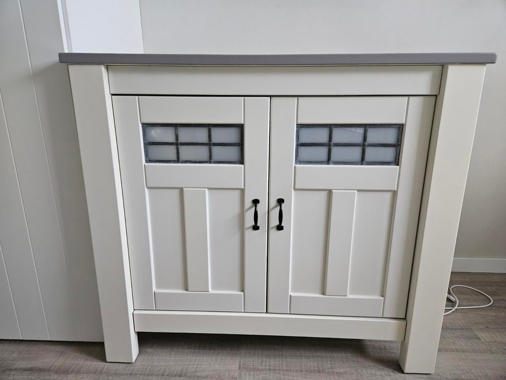 Commode en ledikant met glas in lood details, Kinderen en Baby's, Ophalen, Gebruikt, 50 tot 70 cm, 75 tot 100 cm