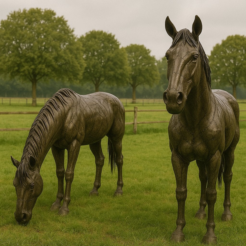 Metalen paarden - Levensgroot - Handgemaakt - Eyecatcher!