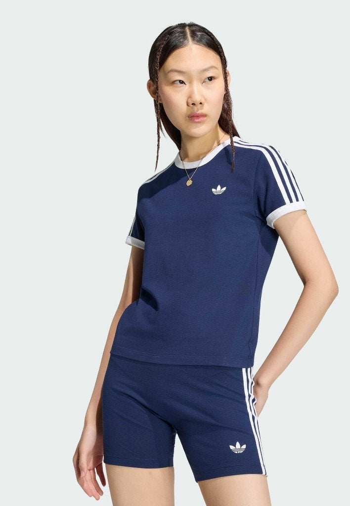 NIEUW! Adidas Originals 3-stripers slim fit t-shirt BLAUW L, Maat 42/44 (L), Nieuw, Korte mouw, Verzenden