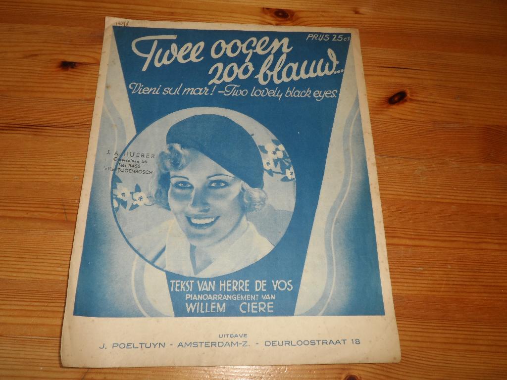Twee oogen zoo blauw - willem ciere / herre de vos, Zang, Gebruikt, Ophalen of Verzenden, Artiest of Componist
