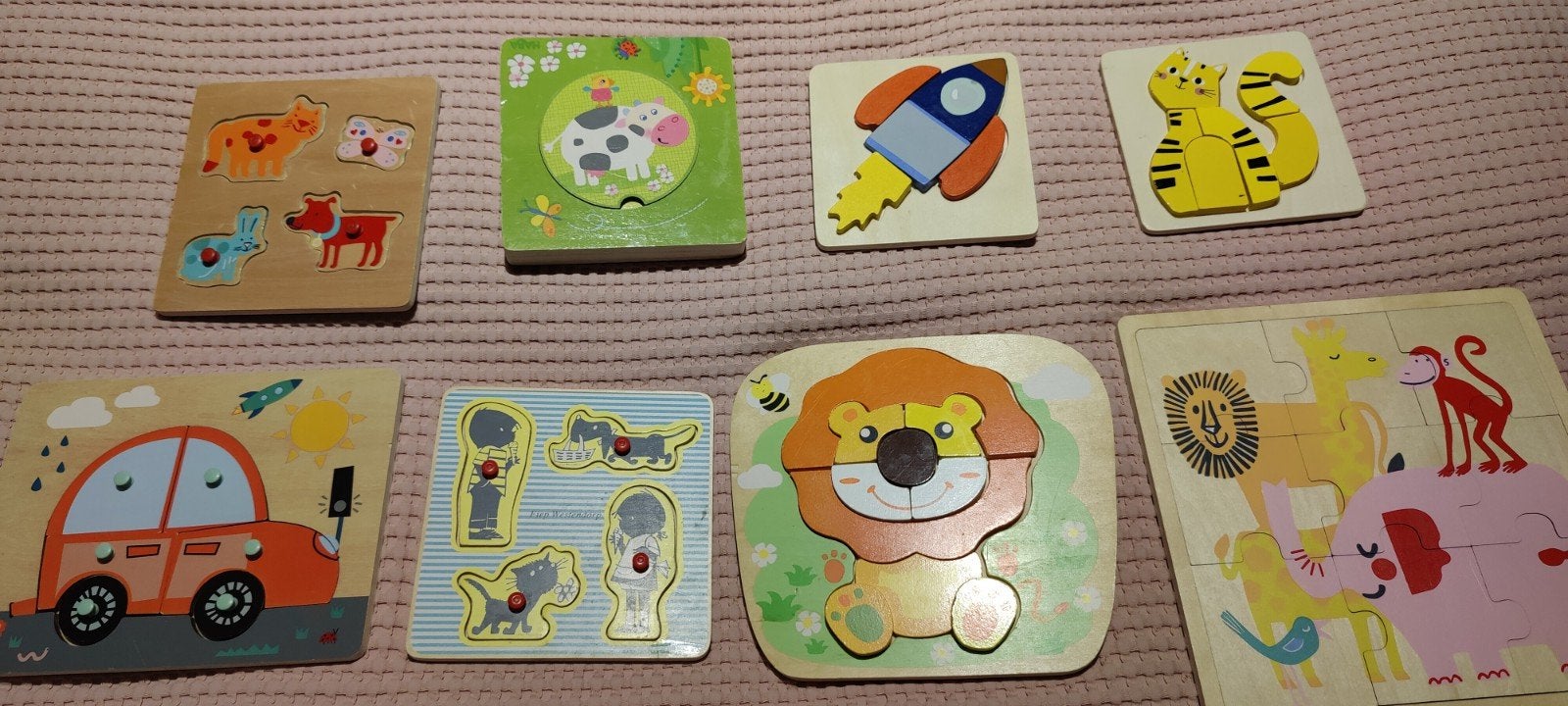 8 kinder puzzels,, Kinderen en Baby's, Speelgoed | Houten speelgoed, Ophalen of Verzenden