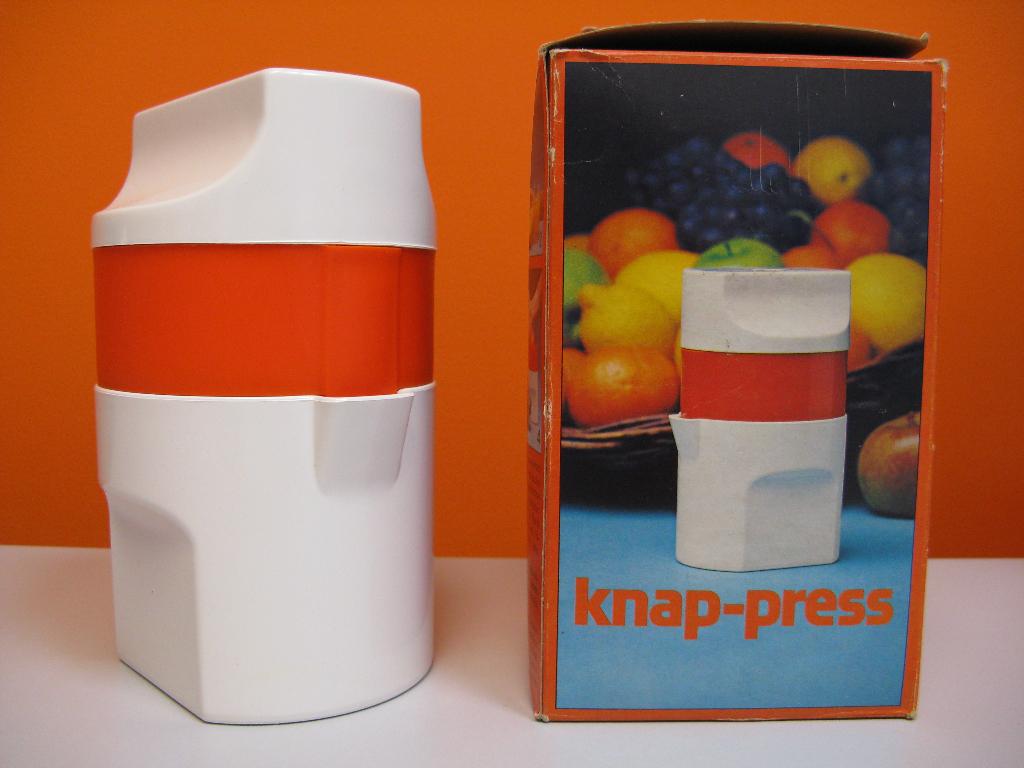 vintage space age citrus handpers van kunststof in doos 70s, Verzamelen, Ophalen of Verzenden, Huis en Inrichting
