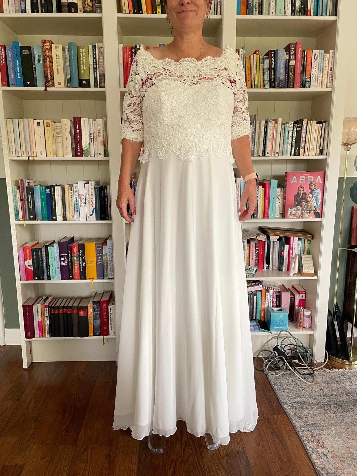 Elegante Bruidsjurk XXL met Kant en Chiffon, Kleding | Dames, Trouwkleding en Trouwaccessoires, Ophalen of Verzenden, Zo goed als nieuw
