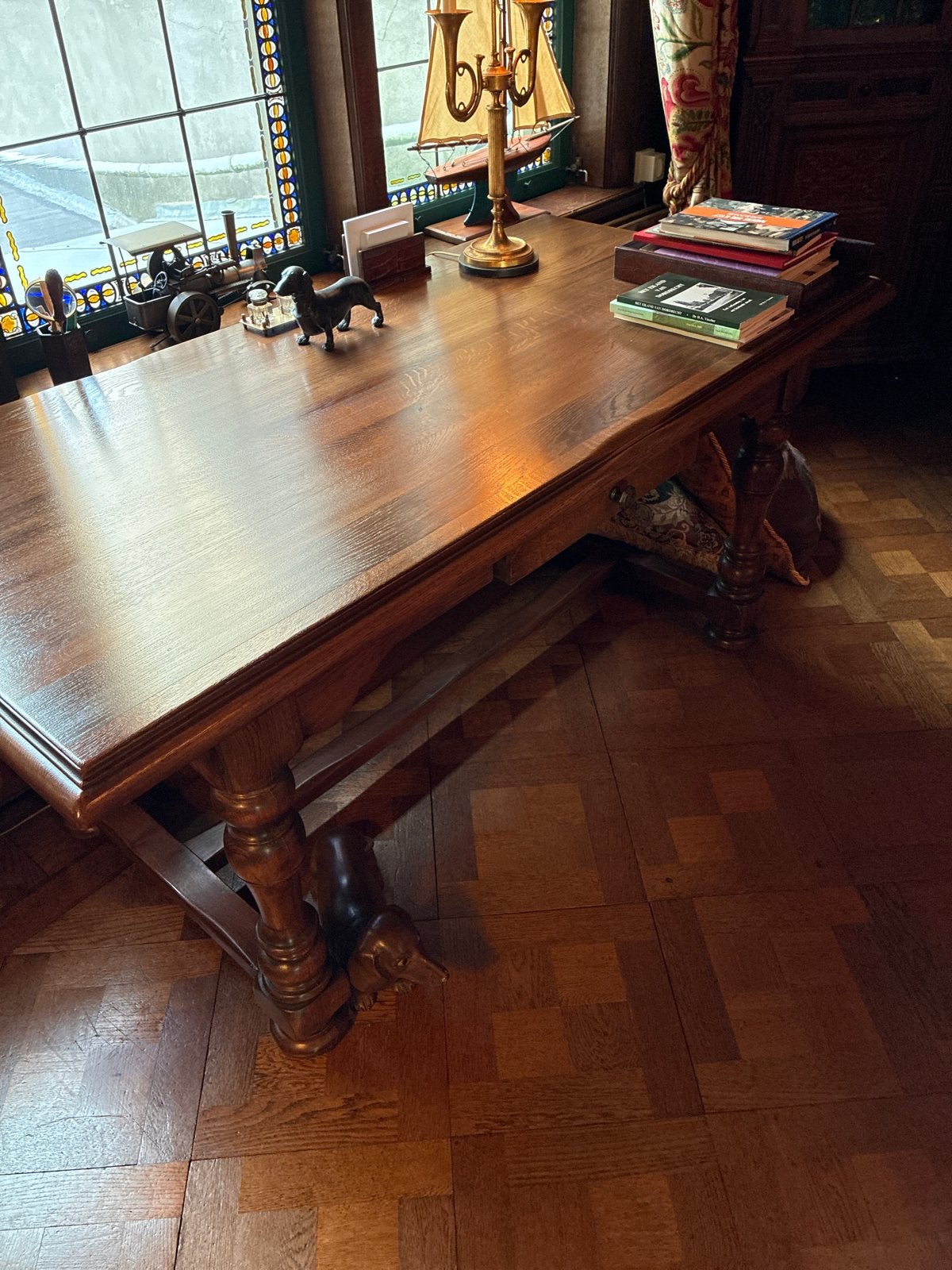 Massieve eettafel/schrijftafel 170x85 cm, Ophalen, 50 tot 100 cm, Zo goed als nieuw, 150 tot 200 cm