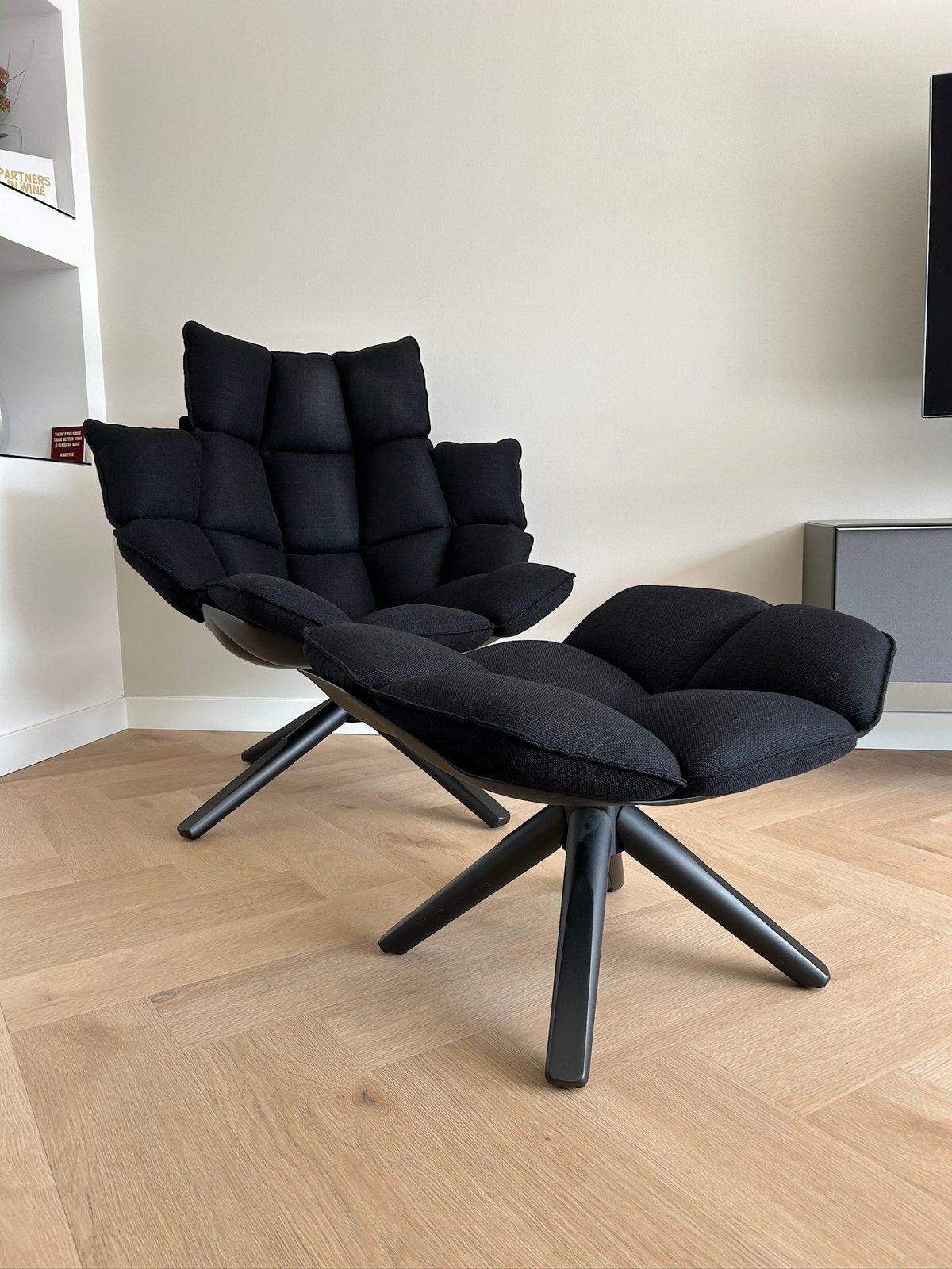 B&B Italia Husk & Ottoman - Zwart, Ophalen, Stof, 75 tot 100 cm, Zo goed als nieuw