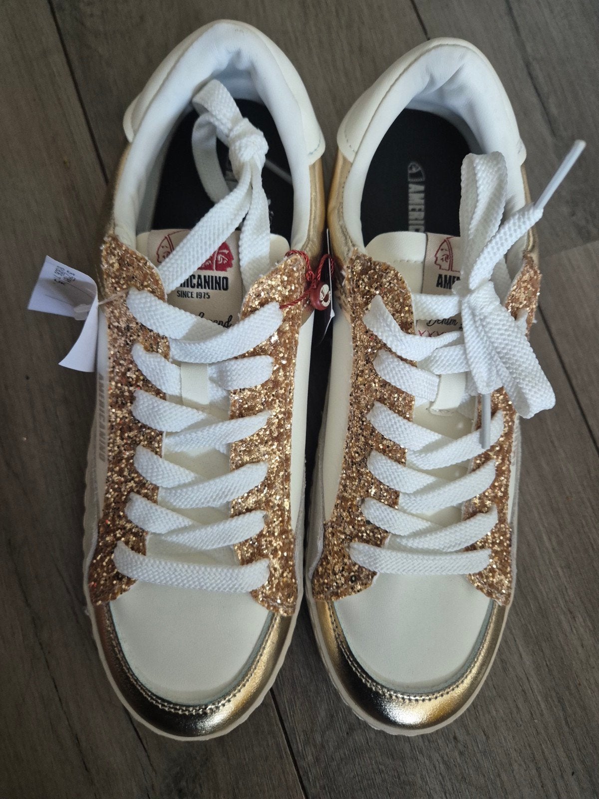 Nieuwe Americanino sneakers met glitter en goud, Wit, Americanino, Nieuw, Ophalen of Verzenden