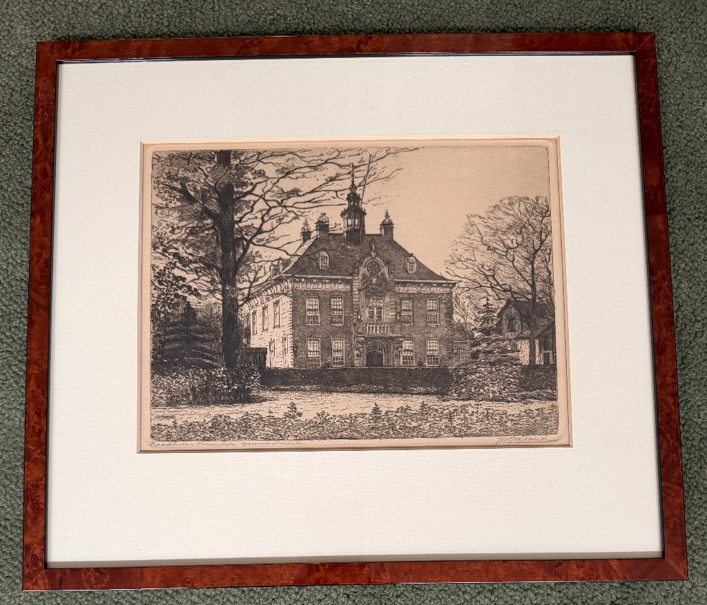 Joh. Josseaud – Raadhuis Heemstede – gesigneerde ets, Antiek en Kunst, Ets, Architectuur, Ophalen of Verzenden, Gesigneerd