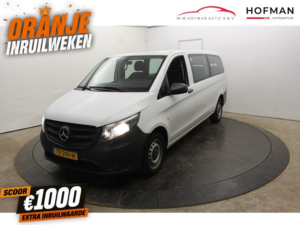 Mercedes-Benz Vito Tourer 109 BlueTEC XL L3 9 Personen Airco, Stof, Gebruikt, 255 €/maand, Wit