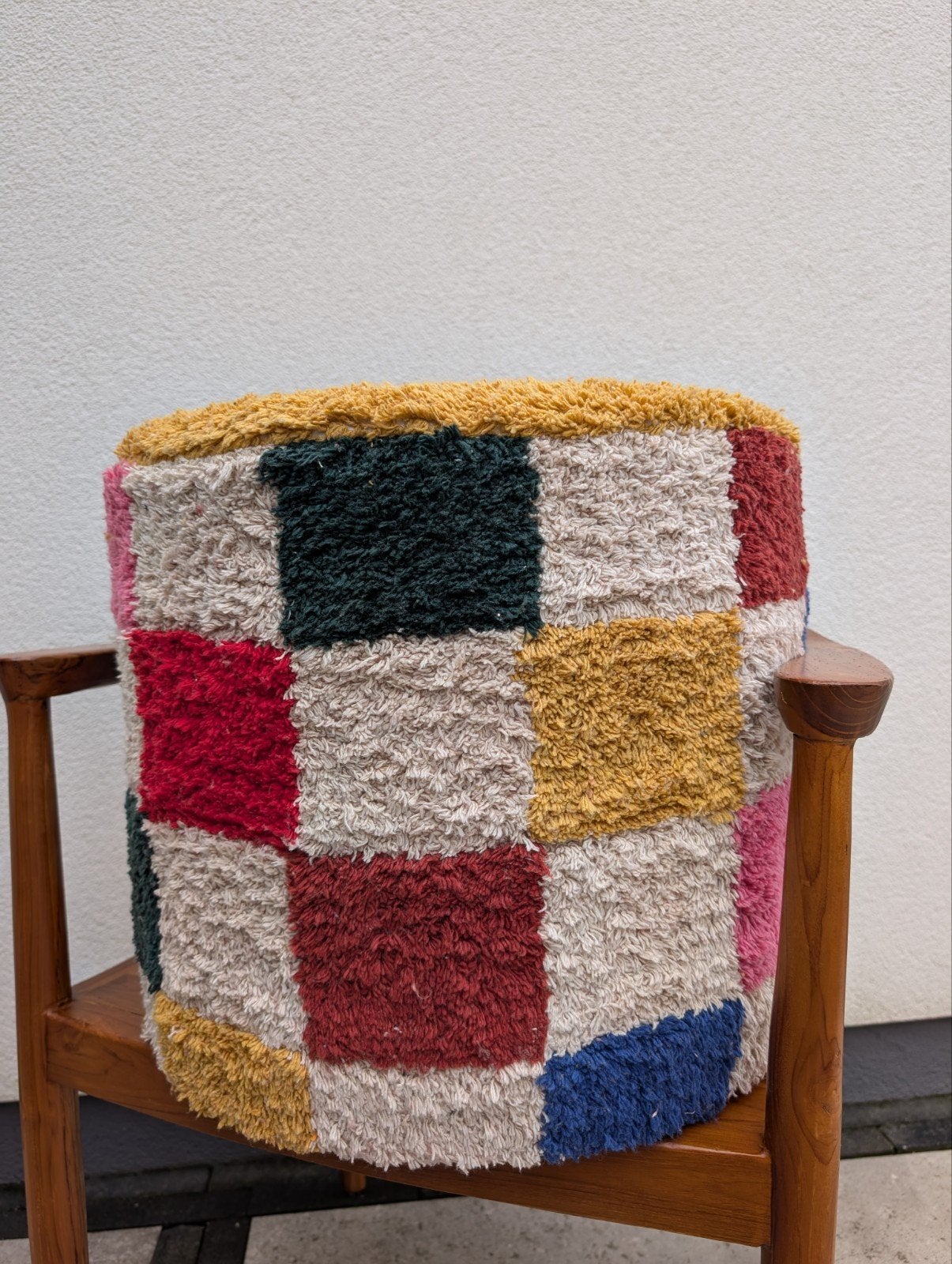 Poef Berber Colorblocking, Huis en Inrichting, Minder dan 50 cm, 7424HG, Diba Design, Rond