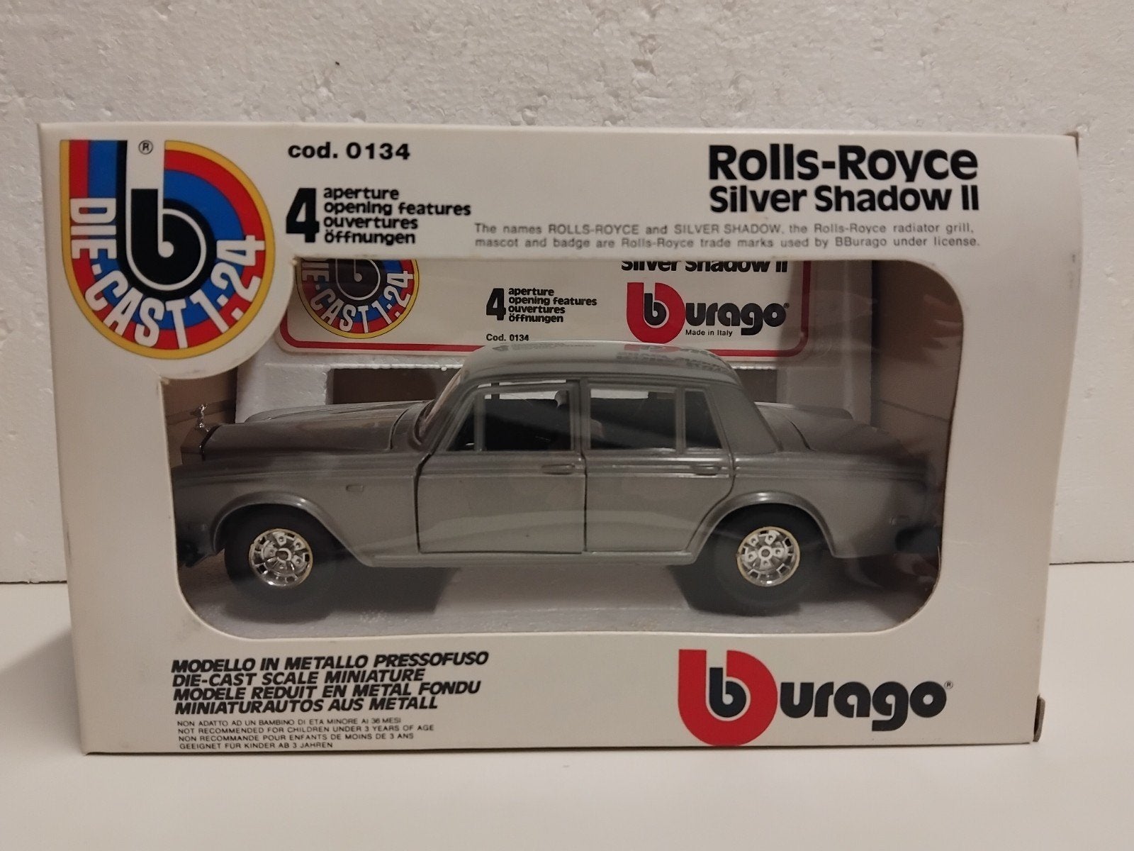 Old Vintage Bburago 1979 Rolls Royce Silver Shadow 2 grijs, Ophalen of Verzenden, Zo goed als nieuw, Auto, Bburago