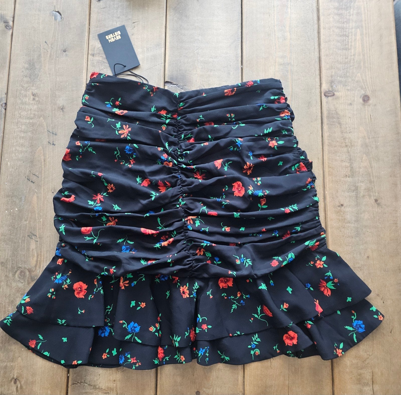 Nieuw - Seven Sisters Gathered Ruffle Rok maat M., Maat 38/40 (M), Seven Sisters, Zwart, Nieuw