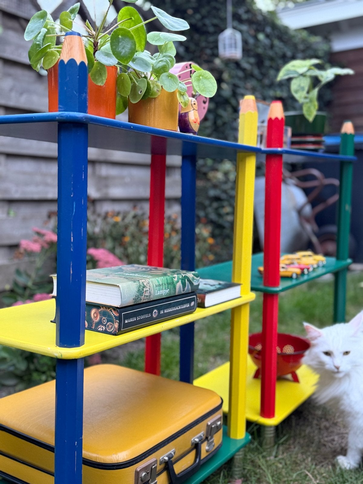 2x Vintage IKEA potlood boekenkast - Kleurrijk en Uniek, Ophalen, Met plank(en), Gebruikt, 100 tot 150 cm