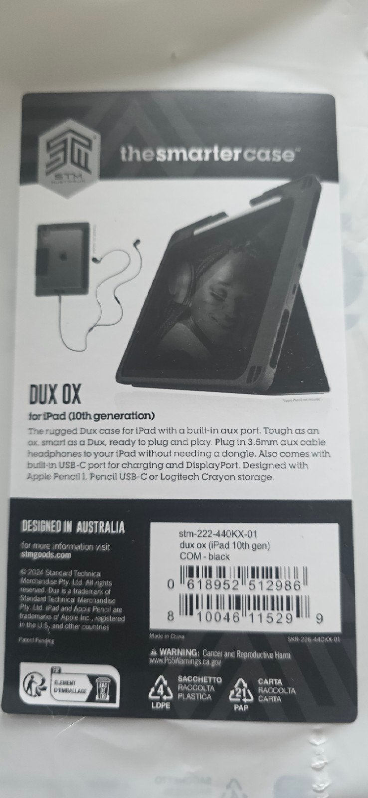 STM Dux OX Case voor iPad 10e generatie - Zwart, Computers en Software, Apple iPads, 10 inch, Overige modellen, Zwart, Nieuw