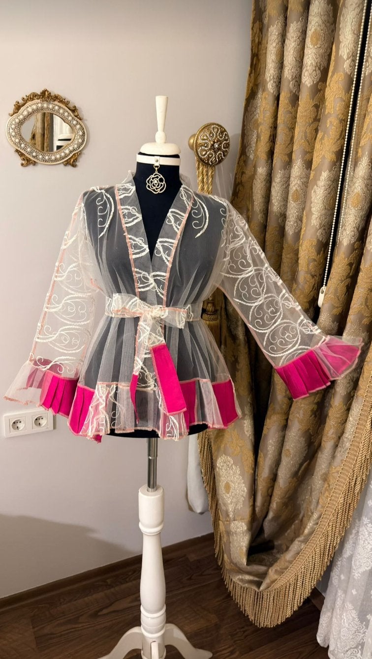Nieuw handgemaakte kimono met roze details, Kleding | Dames, Ophalen of Verzenden, Nieuw