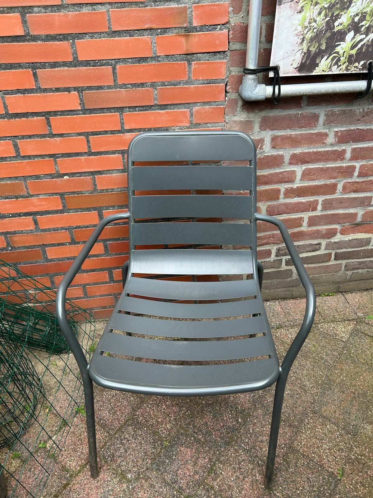 2 Stalen Tuinstoelen - Grijs, Ophalen of Verzenden, Gebruikt, Metaal