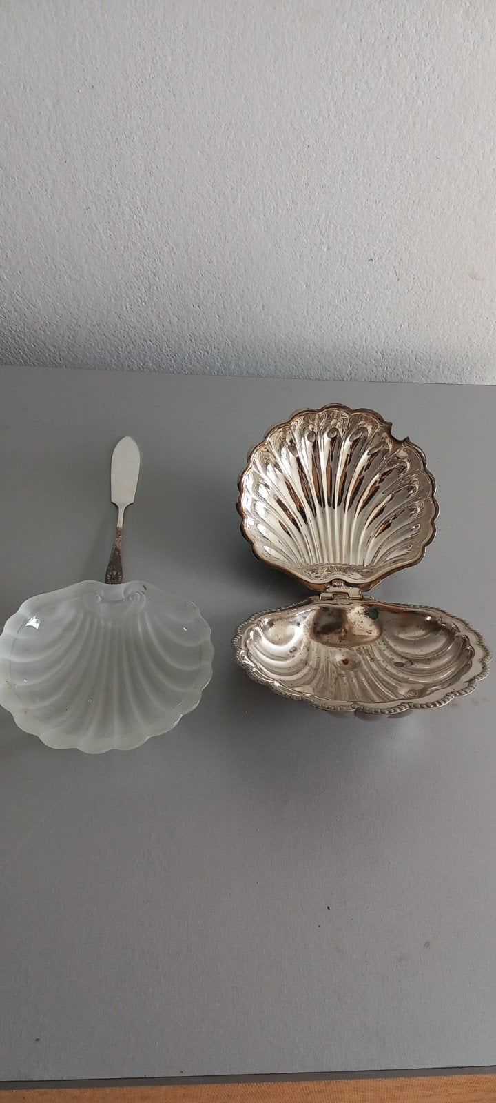 Vintage verzilverde Schelpvormige Boter- of Kaviaarhouder, Ophalen of Verzenden