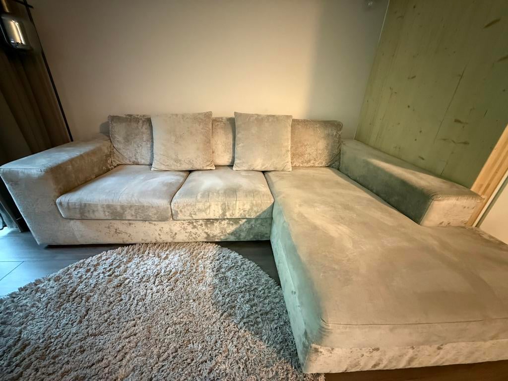 Velvet 3-zits bank, Huis en Inrichting, Banken | Complete zithoeken, Ophalen, Zo goed als nieuw, Stof