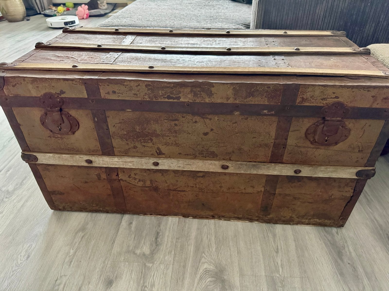 Antieke scheepskist (origineel) / Steamer Trunk 1890-1910, Ophalen