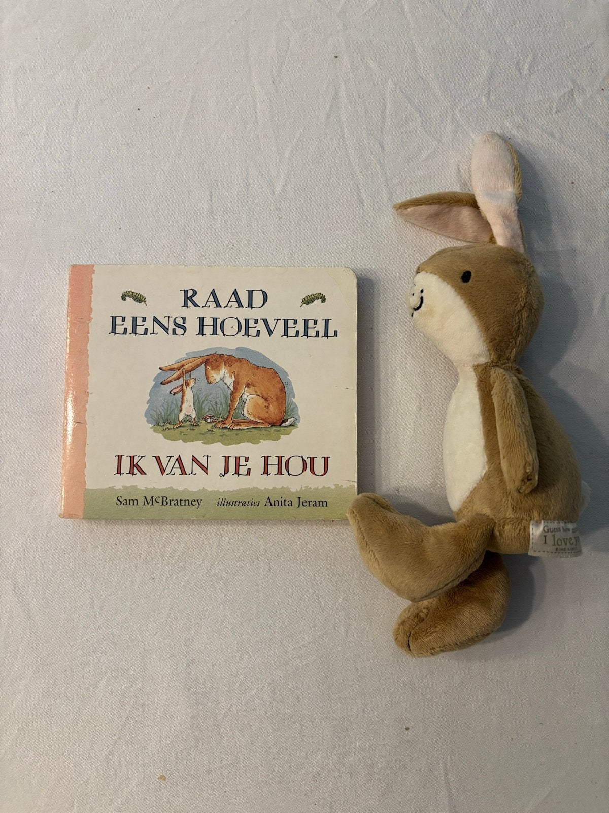 Raad Eens Hoeveel Ik Van Je Hou boekje en knuffel, Overige merken, Overige karakters, Konijn, Ophalen of Verzenden