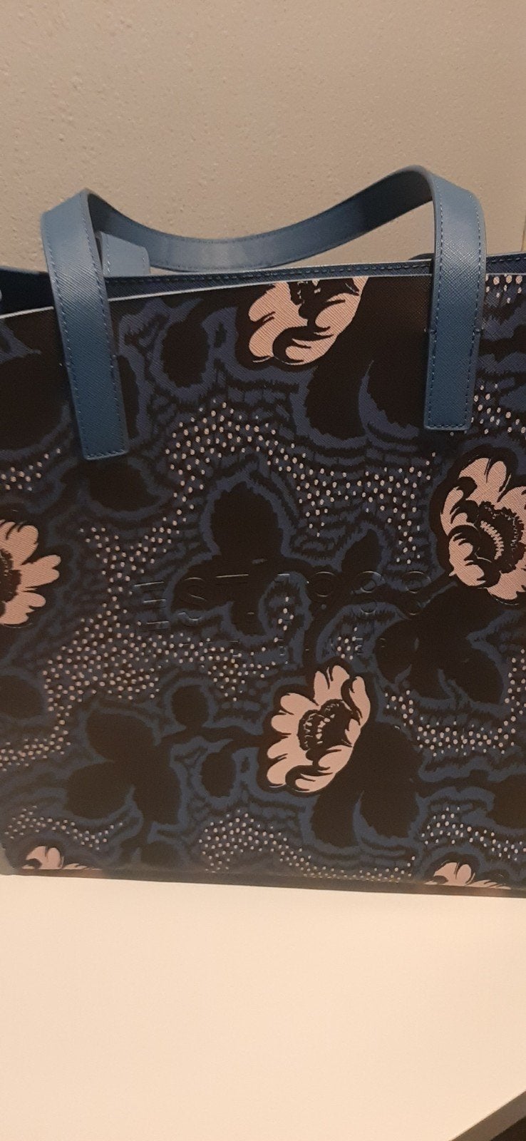 Nieuwe tas Est 1988 met bloemenprint - Nooit gebruikt!, Ophalen of Verzenden, Nieuw, Beige, Shopper