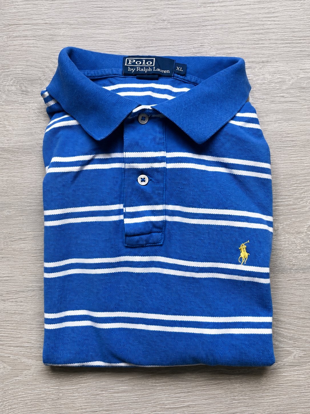 Polo Ralph Lauren Poloshirt - Blauw gestreept - Maat XL, Verzenden, Zo goed als nieuw, Maat 56/58 (XL), Blauw