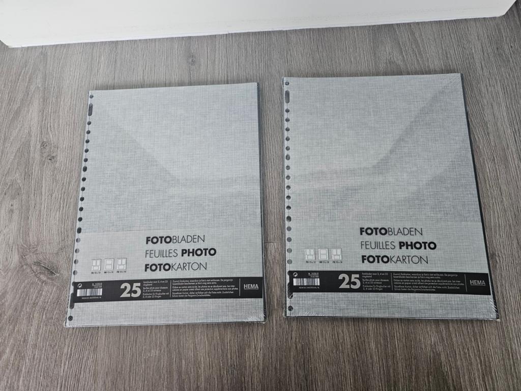 2x HEMA Fotobladen Zwart Karton Ringband 25 stuks per pak, Ophalen of Verzenden