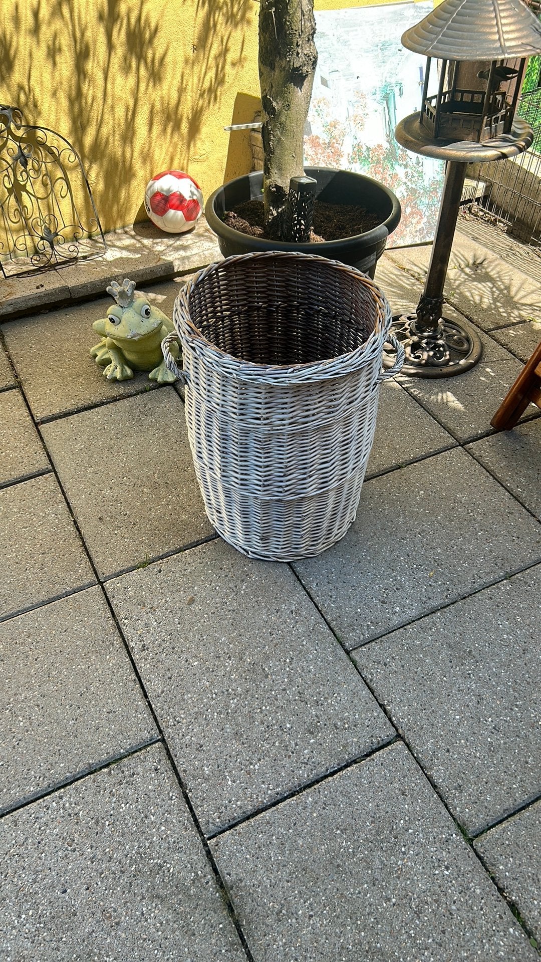 Grote rieten mand met handvaten dia 40 hoogte 57 cm, Ophalen, Zo goed als nieuw, Rond, Riet