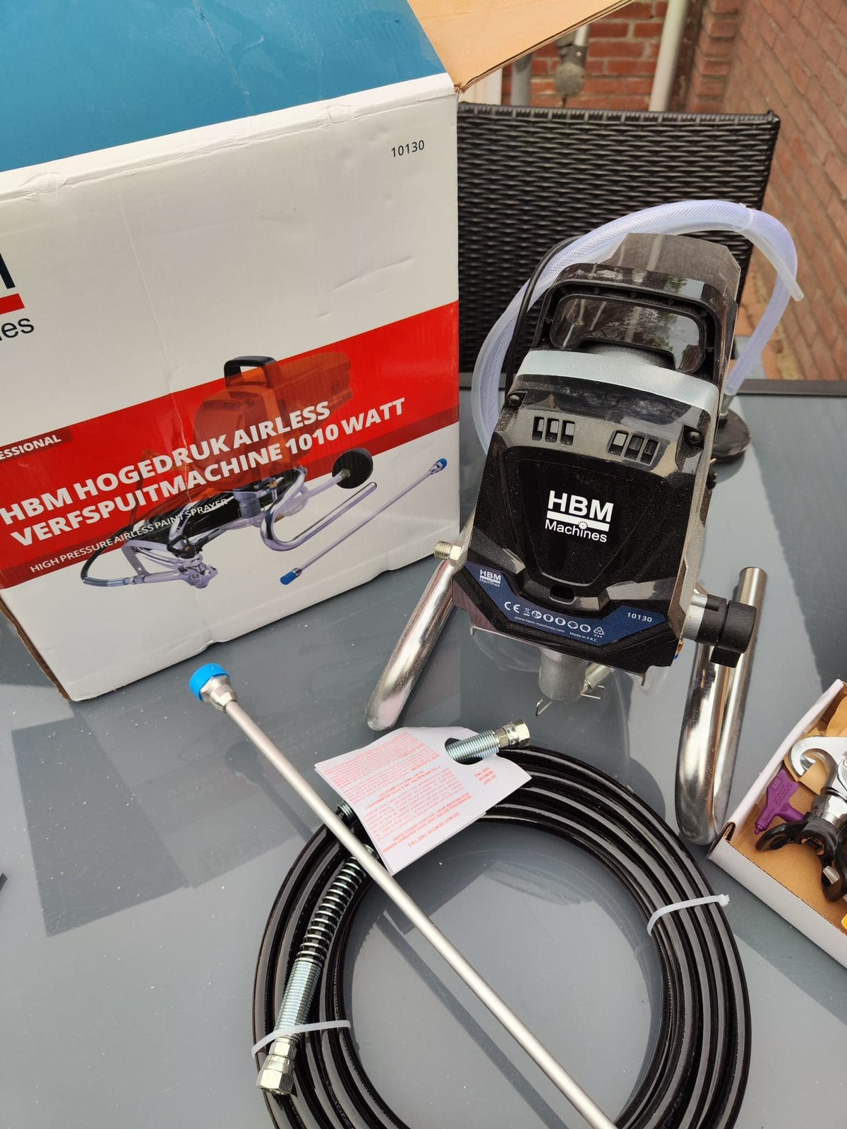 HBM Hogedruk Airless Verfspuitmachine 1010 Watt, Ophalen of Verzenden, Nieuw, Verfspuit of Verfpomp