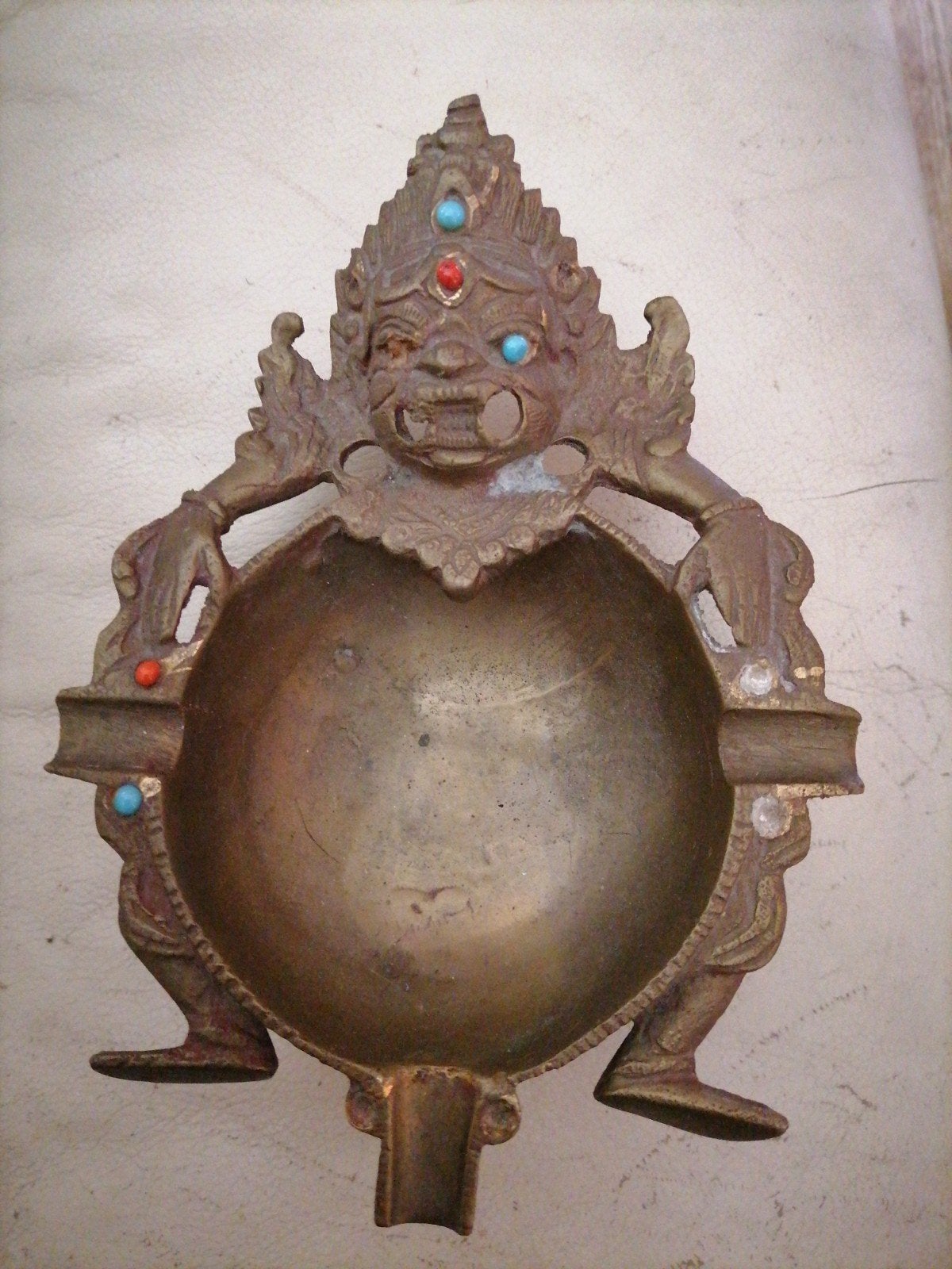 antieke kopereren asbak Indonesia, Ophalen of Verzenden