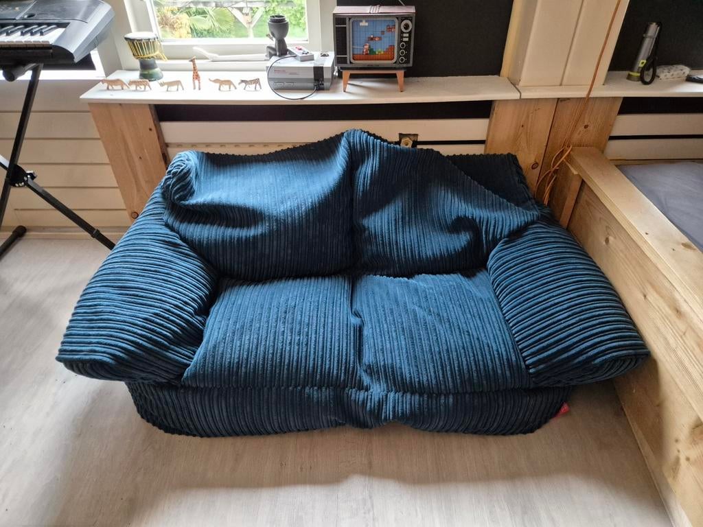 Comfortabele zitzakbank - Zo goed als nieuw, Huis en Inrichting, Zitzakken, Ophalen, Zo goed als nieuw, Blauw, Zitzak