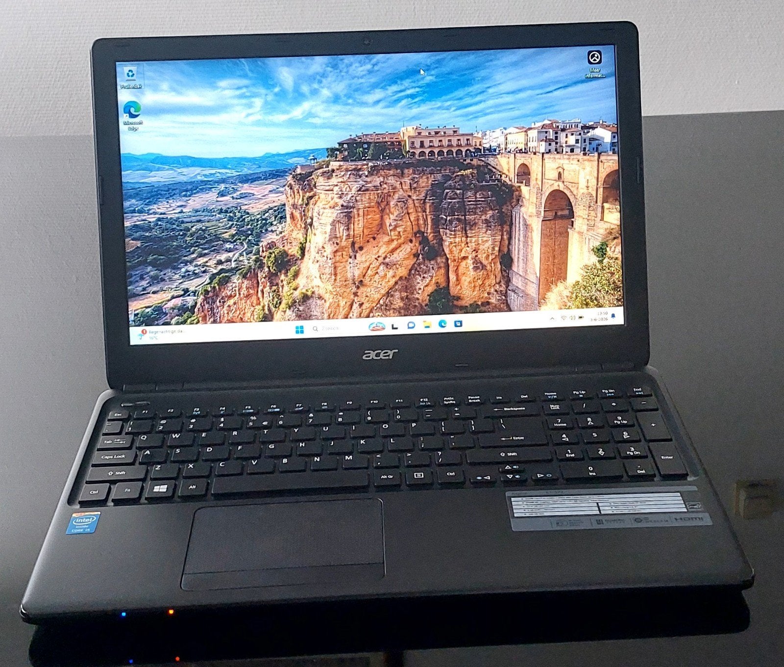 Acer aspire i5 15 inch Opslag 256 GB SSD, 2 tot 3 Ghz, 8 GB, Ophalen of Verzenden, Zo goed als nieuw