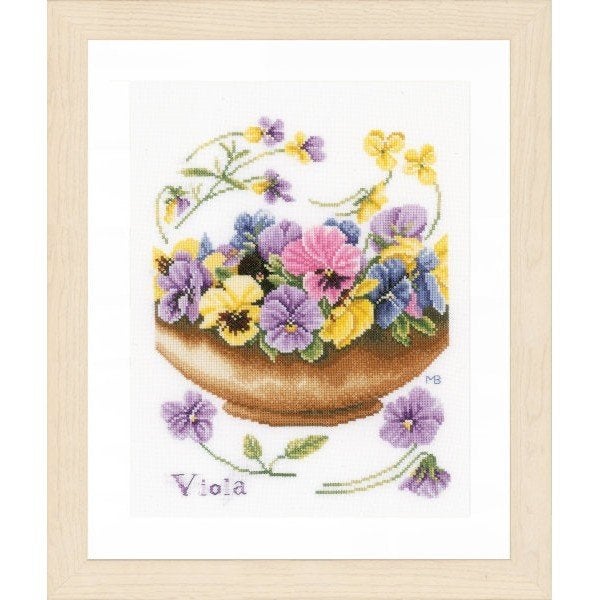 Borduurpakket Bakje met viooltjes pn0168600, ., Nieuw, Ophalen of Verzenden, .