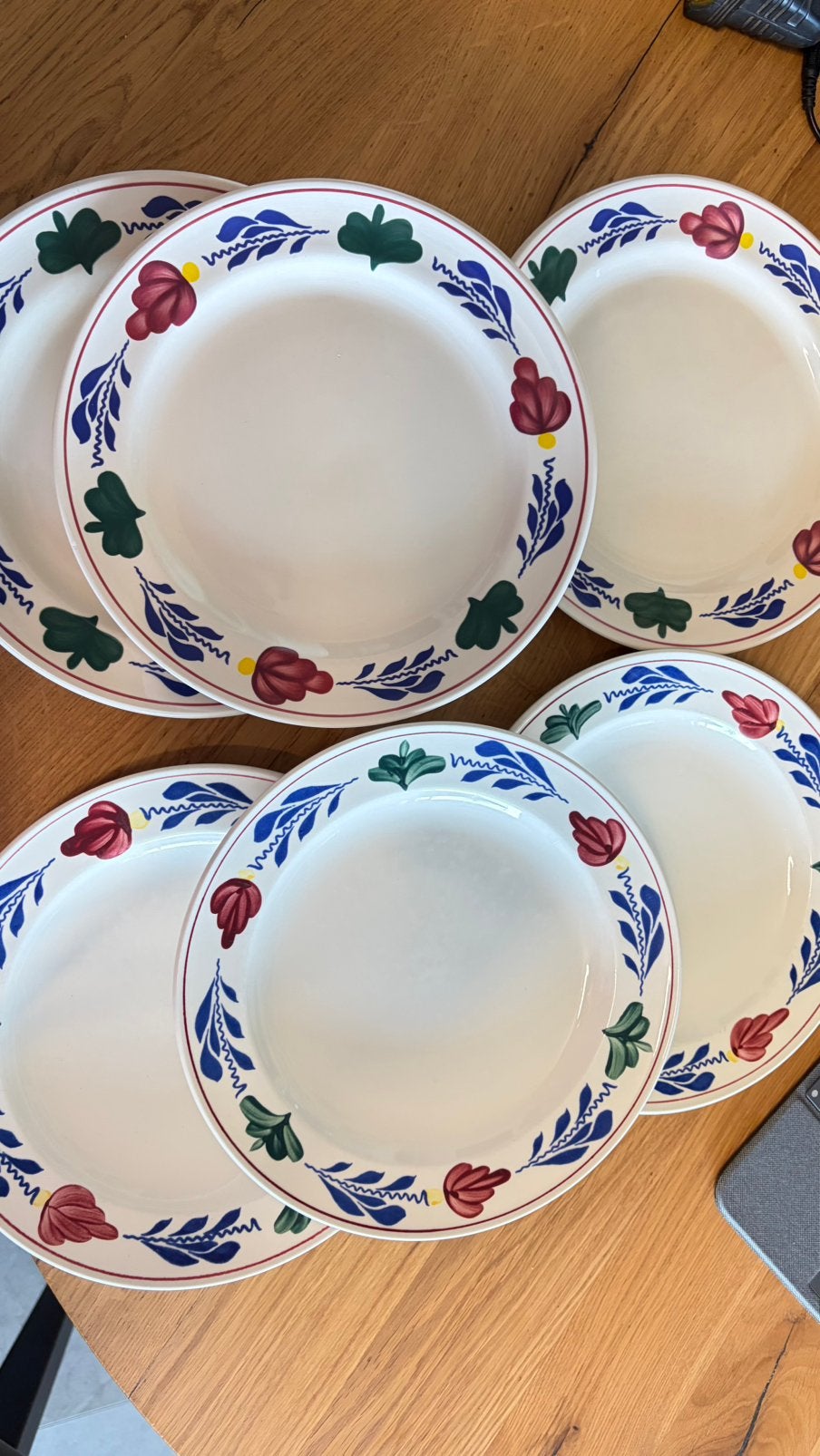 6 ontbijtborden boerenbont, Antiek en Kunst, Antiek | Servies compleet, Ophalen