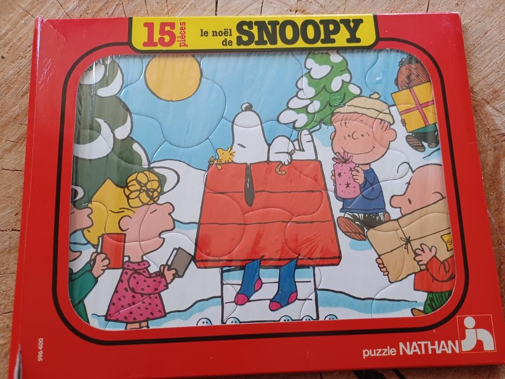 Vintage Snoopy Kerstpuzzel Nathan 15 stukjes, Ophalen of Verzenden