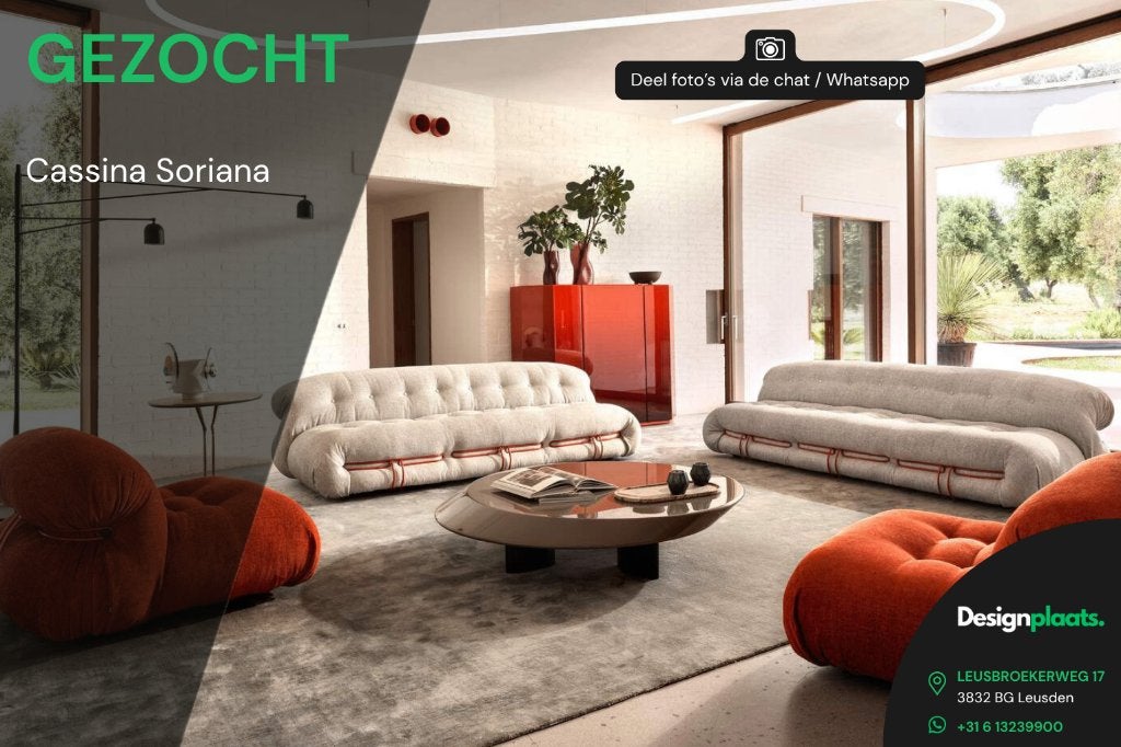 GEZOCHT: Cassina Soriana - Directe Inkoop, Cassina, Minder dan 150 cm, Design Bank Bankstel Zetel Cassina, 3832BG