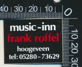 Sticker: Frank Roffel Music Inn - Hoogeveen, Ophalen of Verzenden, Zo goed als nieuw, Bedrijf of Vereniging