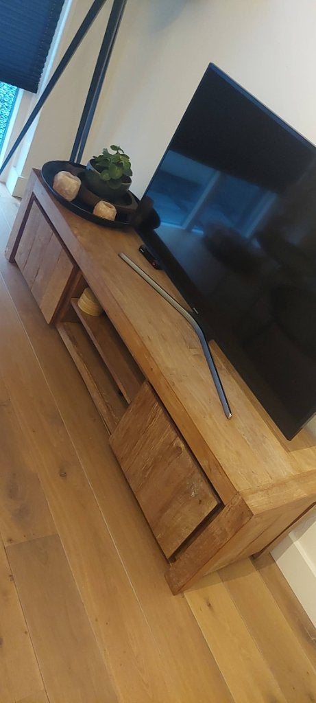 Tv meubel teakhout, Huis en Inrichting, Ophalen, Gebruikt, 100 tot 150 cm, Teakhout