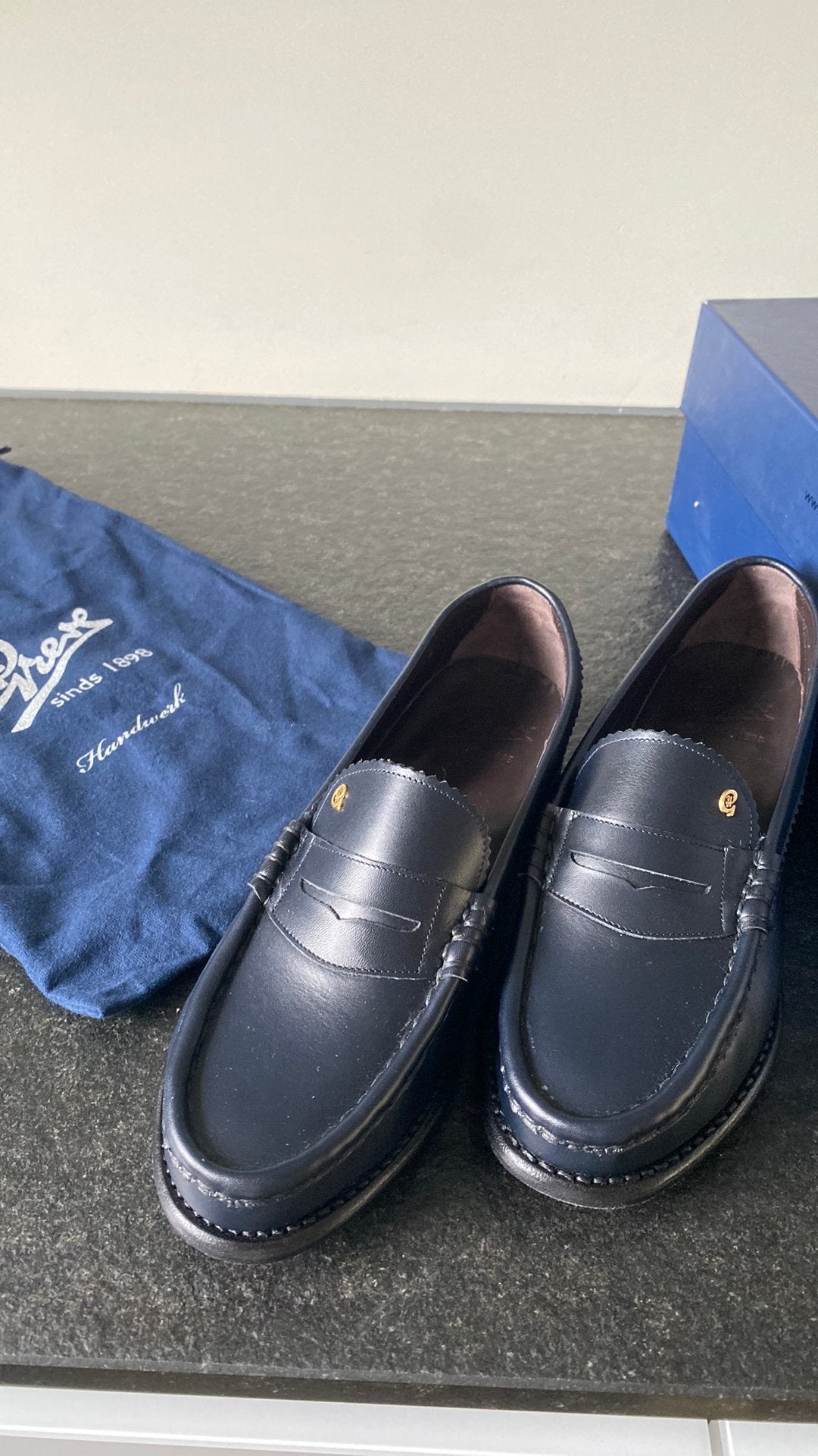 Greve mocassins 38,5 leer, Blauw, Ophalen of Verzenden, Zo goed als nieuw, Espadrilles of Moccasins