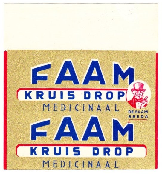 oud Faam etiket drop, Verzamelen, Verzenden, Gebruikt, Overige typen