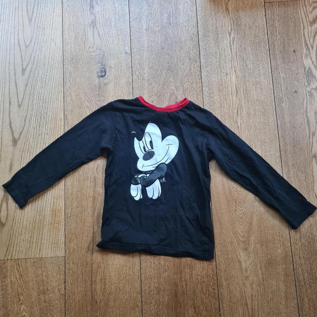 Zwart longsleeve shirt Mickey Mouse van Disney maat 128-134., Ophalen of Verzenden, Gebruikt, Jongen, Shirt of Longsleeve