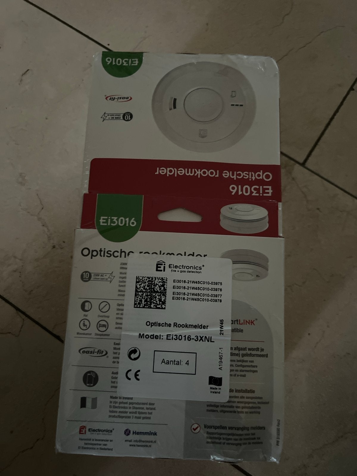 Ei3016 Optische Rookmelders - Nieuw in verpakking (4 stuks), Doe-het-zelf en Verbouw, Alarmsystemen, Ophalen of Verzenden, Nieuw