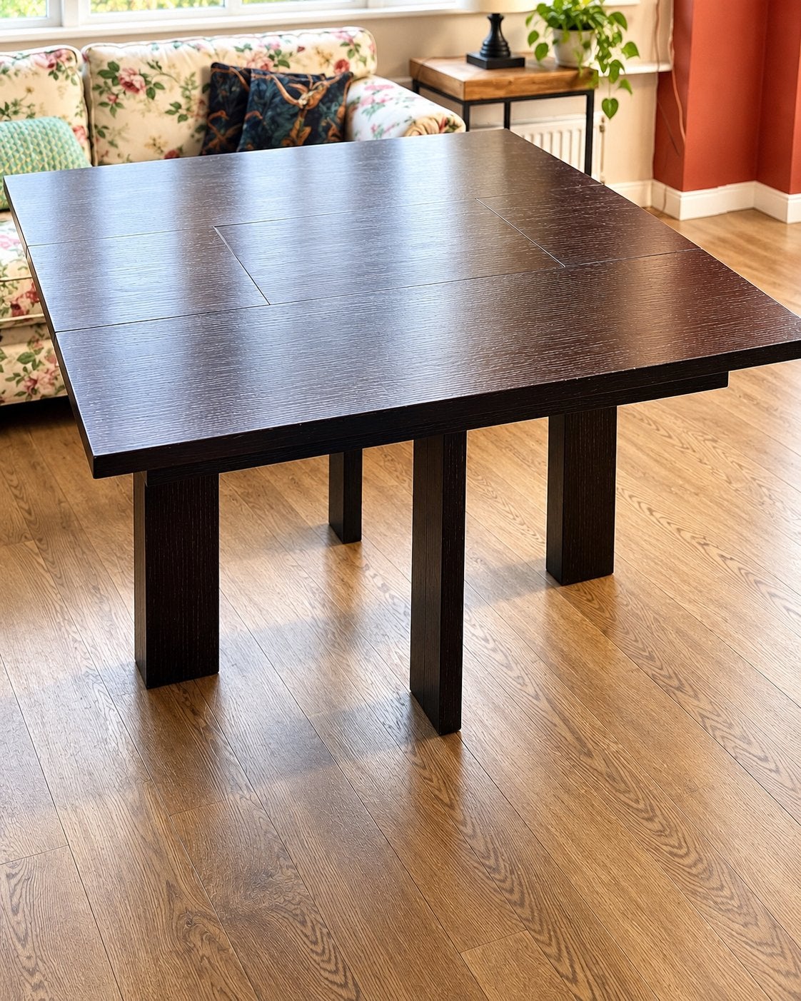 Zware uitschuifbare eettafel voor 8 personen, Huis en Inrichting, Gebruikt, 100 tot 150 cm, Ophalen of Verzenden, Vijf personen of meer